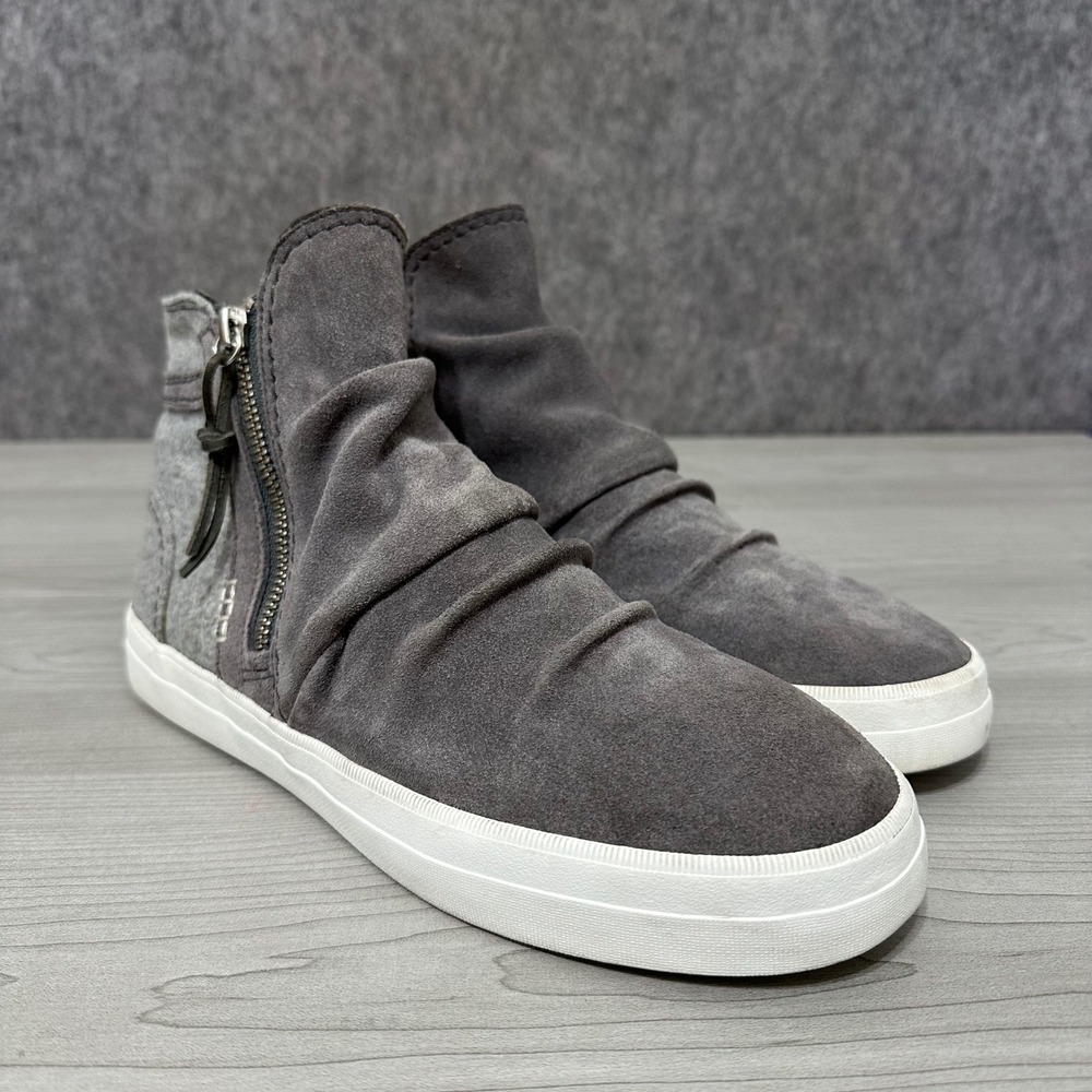 Sperry Crest Lug Zone Sneakers Womens 9 Gray Suede High Top Side Zip STS82160